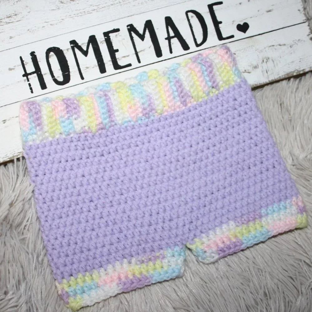 🟣 PURPLE CROCHET DIAPER COVER · 3–6 MO 🟣